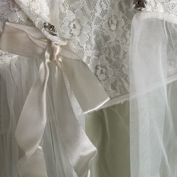 VTG 70s Elle White Sheer Lace Robe Sz Small - Picture 5 of 8